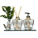 Kit Lavabo Vidro Estrela Super Luxo Difusor E Saboneteira C/ Bandeja + Enfeite - Bellgari