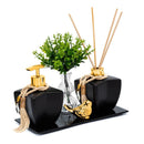 Kit Lavabo Vidro Estrela Super Luxo Difusor E Saboneteira C/ Bandeja + Enfeite - Bellgari