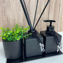 Kit Lavabo/Banheiro Preto - Trooth 4 Peças Bandeja + Pingente + Varetas - Bellgari