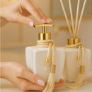 Kit Vidros Lavabo Branco Deluxe C/ Enfeite Difusor E Sabonete - Bellgari