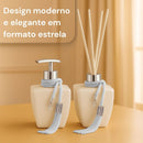 Kit Vidros Lavabo Branco Deluxe C/ Enfeite Difusor E Sabonete - Bellgari